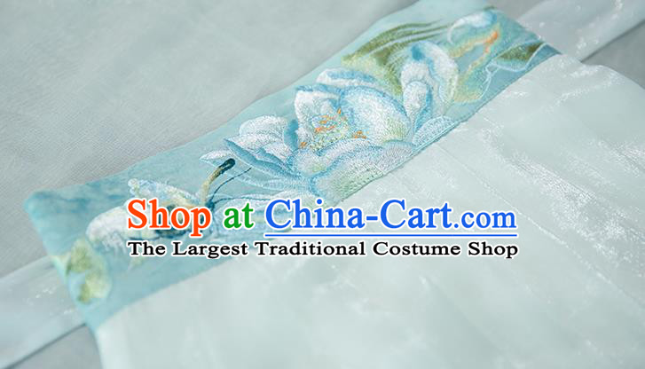 Traditional Chinese Tang Dynasty Noble Lady Historical Costumes Apparels Ancient Lotus Goddess Embroidered Hanfu Dress