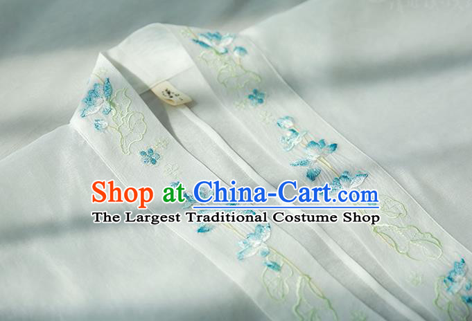 Traditional Chinese Tang Dynasty Noble Lady Historical Costumes Apparels Ancient Lotus Goddess Embroidered Hanfu Dress