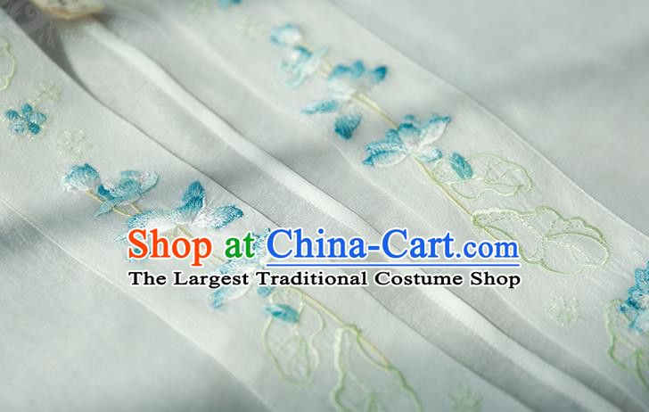 Chinese Traditional Tang Dynasty Royal Princess Apparels Historical Costumes Ancient Court Lady Embroidered White Hanfu Dress for Women