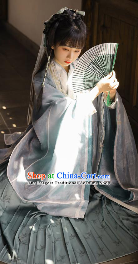 Chinese Ancient Goddess Embroidered Hanfu Dress Traditional Jin Dynasty Apparels Royal Princess Historical Costumes for Women