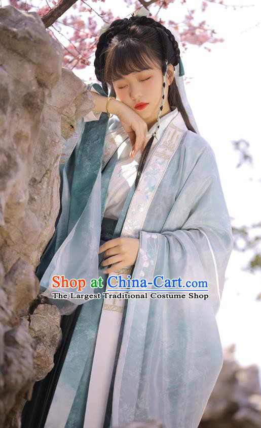 Chinese Ancient Goddess Embroidered Hanfu Dress Traditional Jin Dynasty Apparels Royal Princess Historical Costumes for Women