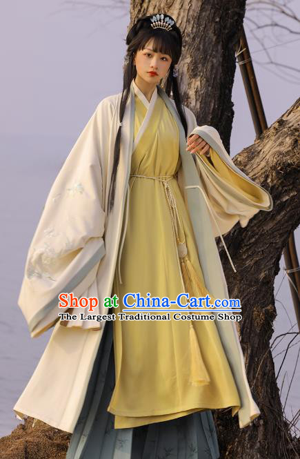 Chinese Ancient Patrician Lady Embroidered Hanfu Dress Traditional Song Dynasty Historical Costumes Noble Female Apparels Complete Set