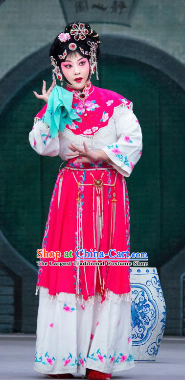 Chinese Beijing Opera Actress You Sanjie Apparels Costumes and Headdress You Sisters in the Red Chamber Traditional Peking Opera Hua Tan Dress Diva Garment