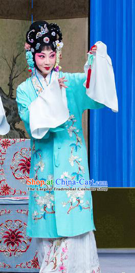 Chinese Beijing Opera Actress You Erjie Apparels Costumes and Headdress You Sisters in the Red Chamber Traditional Peking Opera Dress Hua Tan Garment