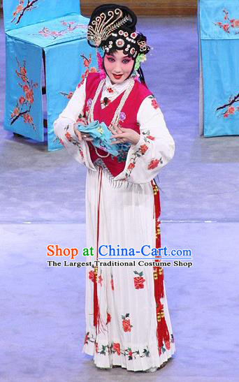 Chinese Beijing Opera Xiaodan You Sanjie Apparels Costumes and Headdress You Sisters in the Red Chamber Traditional Peking Opera Dress Young Lady Garment
