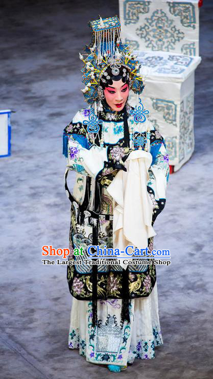 Chinese Beijing Opera Actress Apparels Queen Costumes and Headdress Anecdote of Wu Zetian Traditional Peking Opera Hua Tan Dress Empress Garment