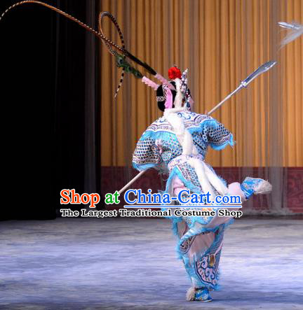 Chinese Beijing Opera Wudan Zhang Yue E Apparels Costumes and Headdress Hong Tao Shan Traditional Peking Opera Martial Female Dress General Garment