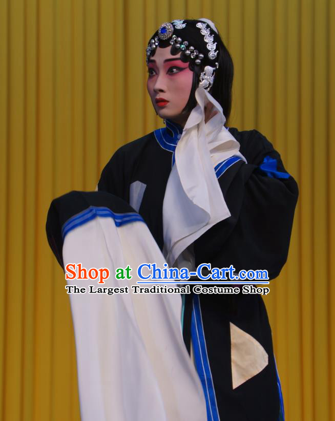 Chinese Beijing Opera Female Pauper Apparels Costumes and Headdress Tears of Wasted Mountain Traditional Peking Opera Poor Woman Zhang Huizhu Dress Garment