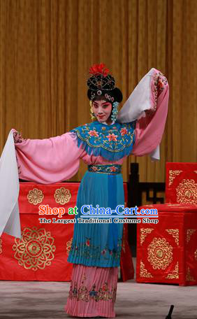 Chinese Beijing Opera Young Lady Apparels Costumes and Headdress Hongqiao with the Pearl Traditional Peking Opera Xiaodan Dress Goddess Garment