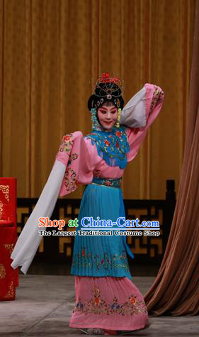Chinese Beijing Opera Young Lady Apparels Costumes and Headdress Hongqiao with the Pearl Traditional Peking Opera Xiaodan Dress Goddess Garment