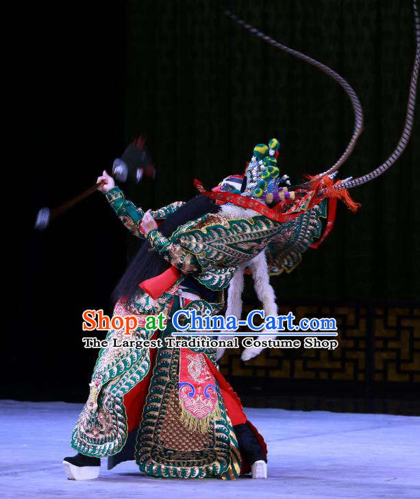 Hongqiao with the Pearl Chinese Peking Opera General Shan Xiongxin Garment Costumes and Headwear Beijing Opera Kao Armor Suit with Flags Apparels Clothing