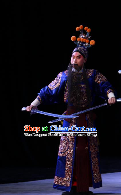 Kirin Pavilion Chinese Peking Opera General Luo Yi Garment Costumes and Headwear Beijing Opera Martial Male Apparels Swordsman Clothing