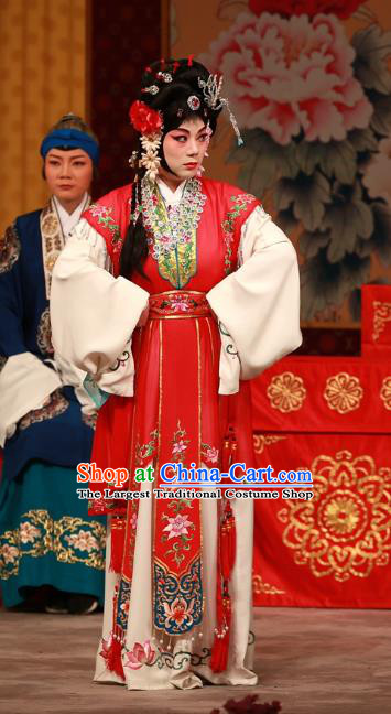 Chinese Beijing Opera Diva You Sanjie Apparels Costumes and Headdress You Sisters in the Red Chamber Traditional Peking Opera Actress Dress Garment