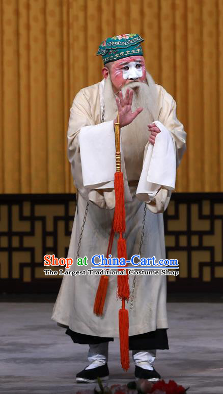 Fa Men Temple Chinese Peking Opera Laosheng Garment Costumes and Headwear Beijing Opera Elderly Male Apparels Constable Liu Gongdao Clothing