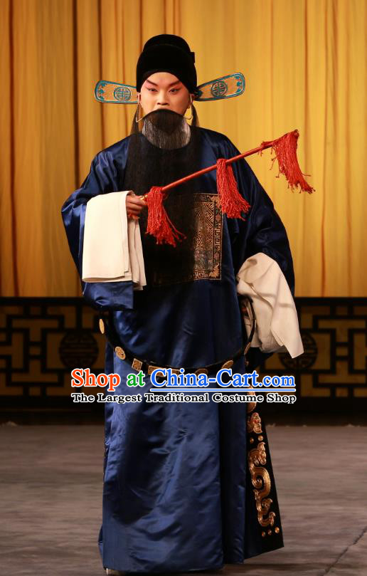 Fa Men Temple Chinese Peking Opera Official Garment Costumes and Headwear Beijing Opera Magistrate Zhao Lian Apparels Clothing