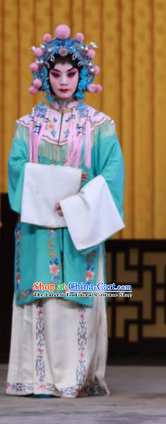 Chinese Beijing Opera Xiaodan Apparels Young Female Costumes and Headdress Fa Men Temple Traditional Peking Opera Court Maid Dress Garment