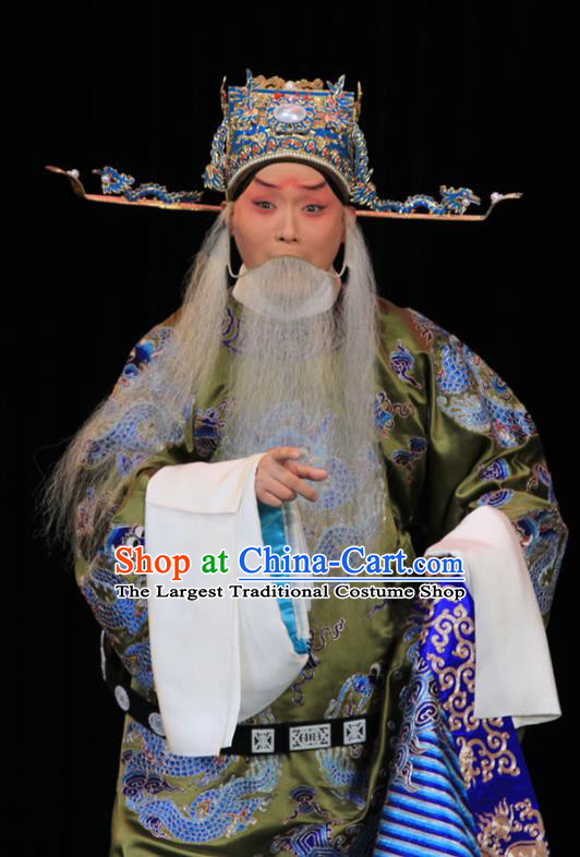 Luo Yang Gong Chinese Peking Opera Chancellor Garment Costumes and Headwear Beijing Opera Elderly Male Apparels Official Fang Xuanling Clothing