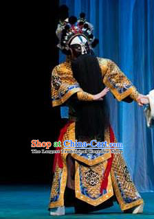 Luo Yang Gong Chinese Peking Opera General Yuchi Gong Garment Costumes and Headwear Beijing Opera Laosheng Apparels Martial Official Clothing