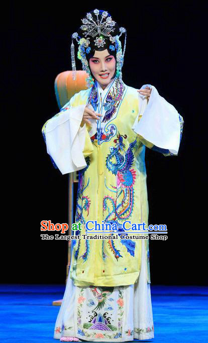 Chinese Beijing Opera Diva Apparels Empress Costumes and Headdress Luo Yang Gong Traditional Peking Opera Young Female Dress Queen Zhangsun Garment