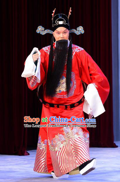 Number One Scholar Matchmaker Chinese Peking Opera Official Garment Costumes and Headwear Beijing Opera Prime Minister Lv Mengzheng Apparels Clothing
