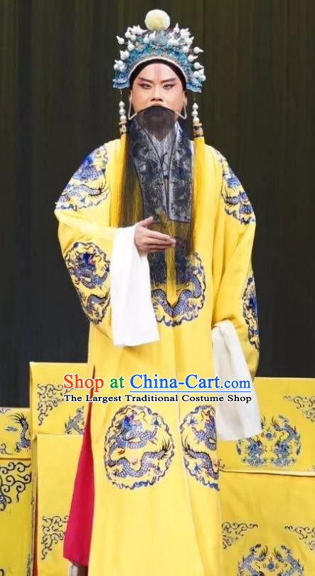 Number One Scholar Matchmaker Chinese Peking Opera Emperor Zhao Guangyi Garment Costumes and Headwear Beijing Opera Monarch Apparels Clothing