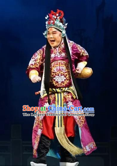 Number One Scholar Matchmaker Chinese Peking Opera Martial Male Garment Costumes and Headwear Beijing Opera General Fu Dingkui Apparels Takefu Clothing