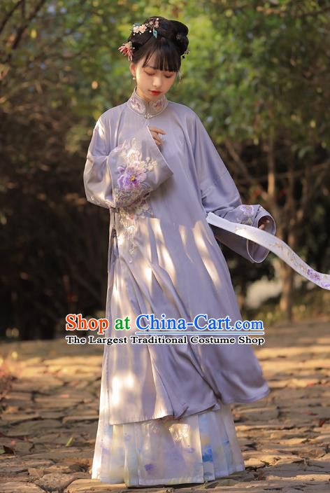 Chinese Ancient Ming Dynasty Patrician Woman Historical Costumes Traditional Embroidered Hanfu Dress Apparels