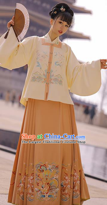 Chinese Traditional Apparels Historical Costumes Ancient Ming Dynasty Noble Lady Embroidered Hanfu Dress for Woman