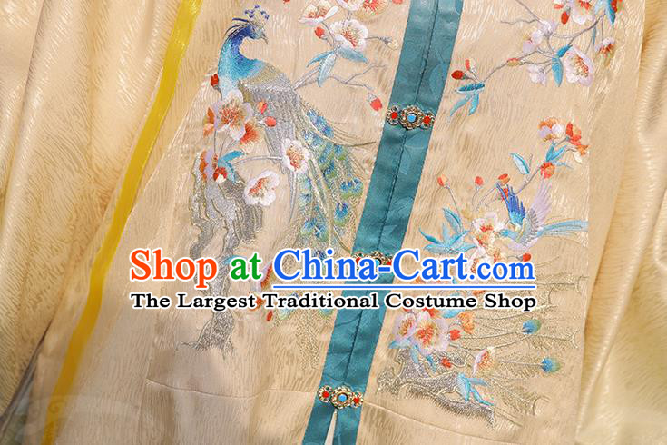 Chinese Traditional Ming Dynasty Historical Costumes Ancient Noble Lady Apparels Royal Princess Embroidered Hanfu Dress for Woman