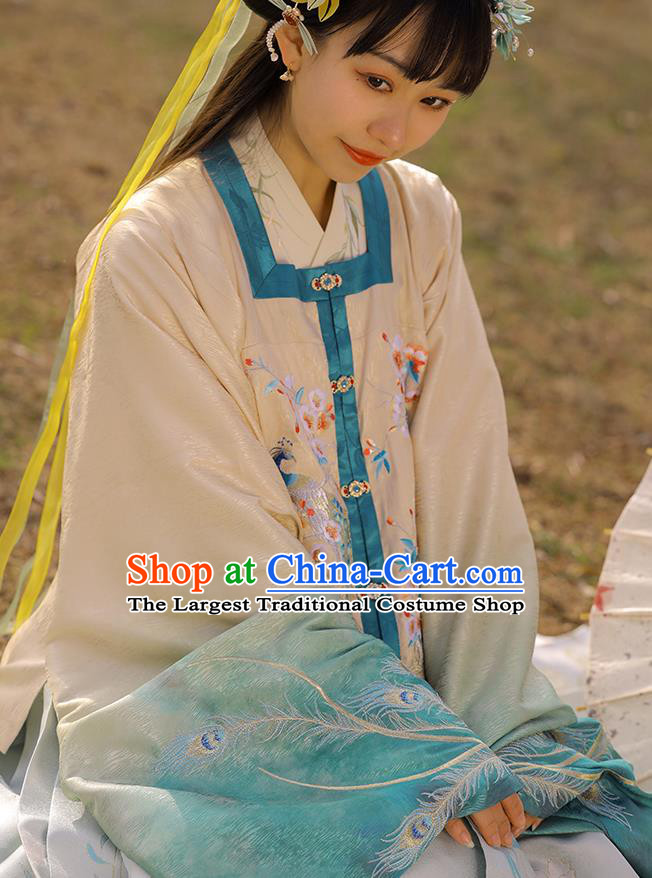 Chinese Traditional Ming Dynasty Historical Costumes Ancient Noble Lady Apparels Royal Princess Embroidered Hanfu Dress for Woman