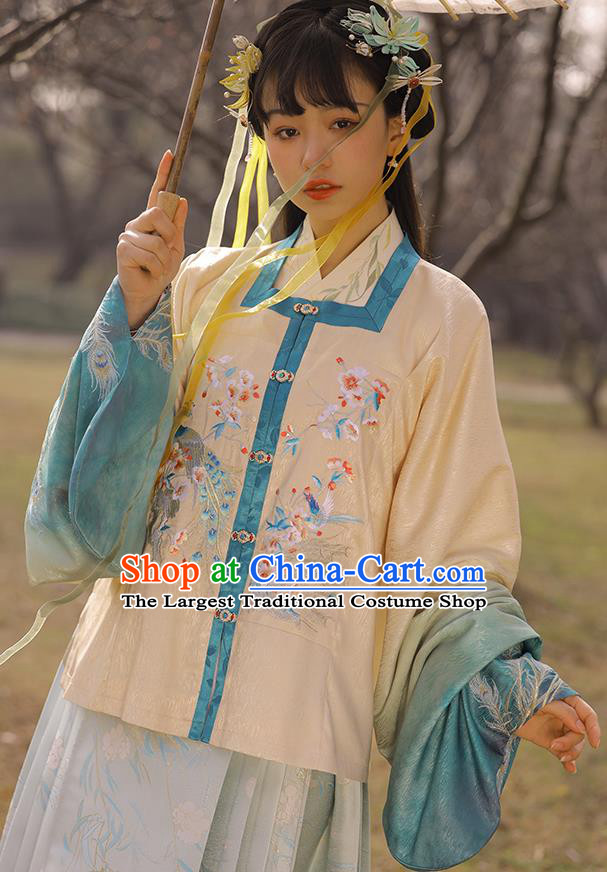 Chinese Traditional Ming Dynasty Historical Costumes Ancient Noble Lady Apparels Royal Princess Embroidered Hanfu Dress for Woman