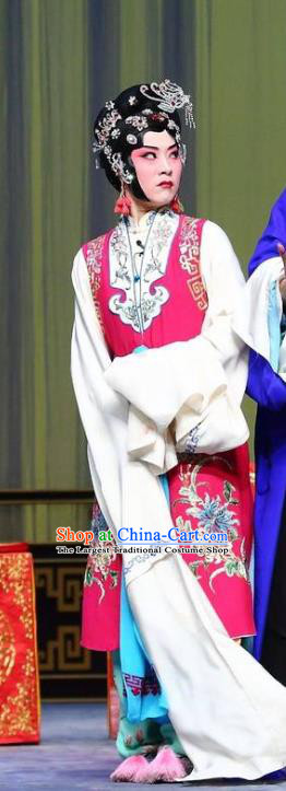 Chinese Beijing Opera Actress Hua Tan Yan Xijiao Apparels Costumes and Headdress Wu Long Yuan Traditional Peking Opera Young Lady Dress Diva Garment