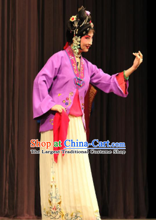 Chinese Beijing Opera Consort Yan Xijiao Apparels Costumes and Headdress Wu Long Yuan Traditional Peking Opera Hua Tan Dress Young Beauty Garment
