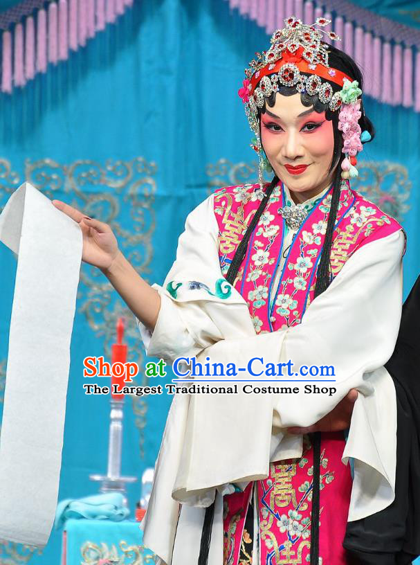 Chinese Beijing Opera Actress Young Lady Apparels Costumes and Headdress Wu Long Yuan Traditional Peking Opera Consort Yan Xijiao Dress Hua Tan Garment