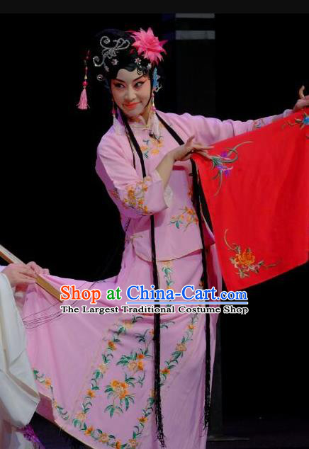 Chinese Beijing Opera Diva Young Lady Apparels Costumes and Headdress Wu Long Yuan Traditional Peking Opera Hua Tan Pink Dress Garment