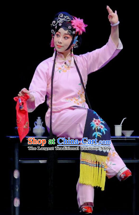 Chinese Beijing Opera Diva Apparels Young Lady Costumes and Headdress Wu Long Yuan Traditional Peking Opera Hua Tan Dress Actress Garment