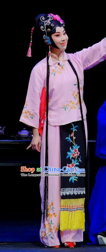 Chinese Beijing Opera Diva Apparels Young Lady Costumes and Headdress Wu Long Yuan Traditional Peking Opera Hua Tan Dress Actress Garment