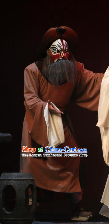 Da Meng Chang Ge Chinese Peking Opera Laosheng Elderly Male Garment Costumes and Headwear Beijing Opera Swordsman Ma Jinfu Apparels Clothing