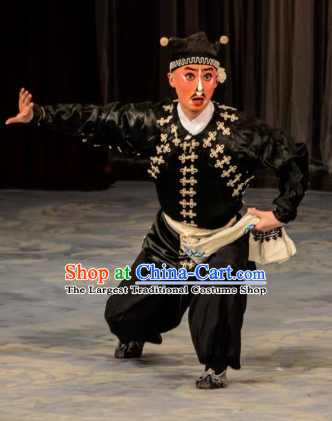 Stealing Silver Pot Chinese Peking Opera Takefu Black Garment Costumes and Headwear Beijing Opera Martial Male Qiu Xiaoyi Apparels Clothing