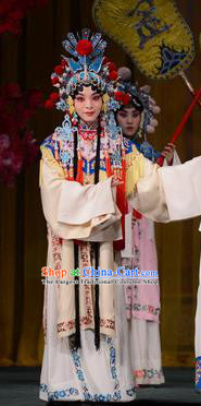 Chinese Beijing Opera Xiaodan Apparels Young Lady Costumes and Headdress Imperial Concubine Mei Traditional Peking Opera Court Maid Yan Hong Dress Garment