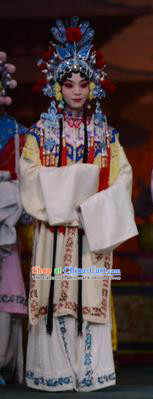 Chinese Beijing Opera Xiaodan Apparels Young Lady Costumes and Headdress Imperial Concubine Mei Traditional Peking Opera Court Maid Yan Hong Dress Garment