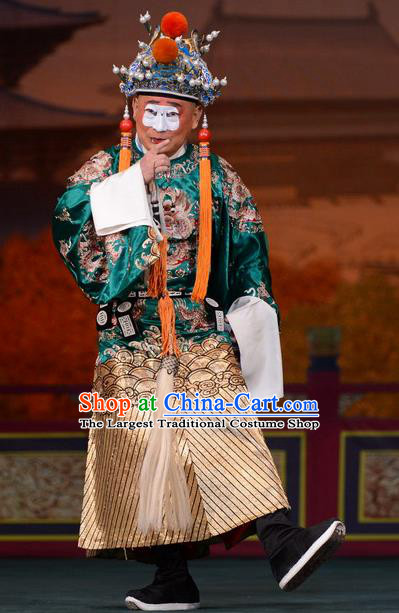 Imperial Concubine Mei Chinese Peking Opera Chou Garment Costumes and Headwear Beijing Opera Figurant Apparels Eunuch Gao Lishi Clothing