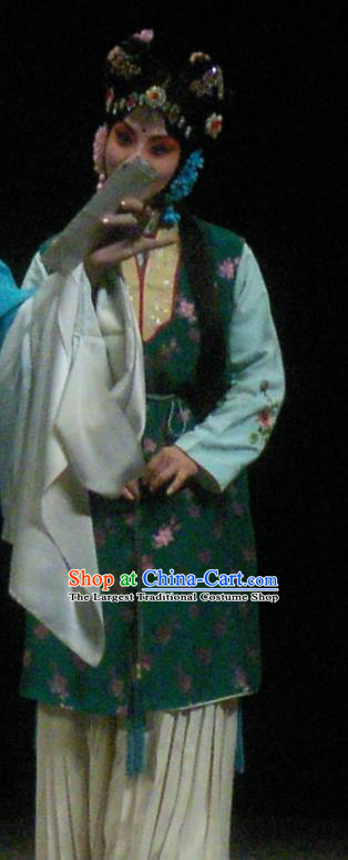 Chinese Beijing Opera Servant Girl Apparels Costumes and Headdress Qing Si Hen Traditional Peking Opera Xiaodan Dress Young Lady Garment