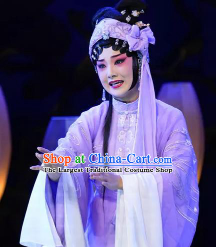 Chinese Beijing Opera Hua Tan Apparels Actress Costumes and Headdress Qing Si Hen Traditional Peking Opera Young Female Dress Distress Maiden Jiao Guiying Garment