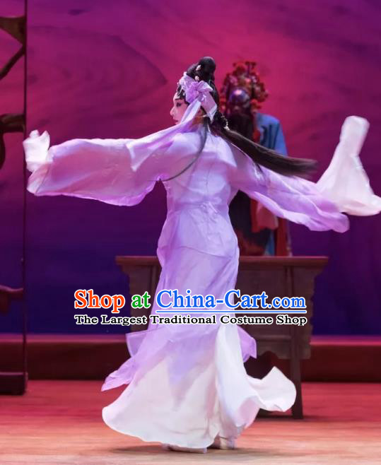 Chinese Beijing Opera Hua Tan Apparels Actress Costumes and Headdress Qing Si Hen Traditional Peking Opera Young Female Dress Distress Maiden Jiao Guiying Garment