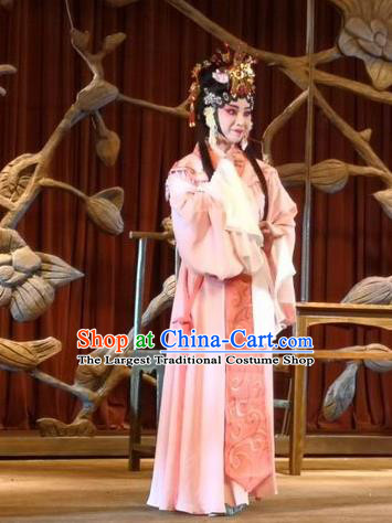 Chinese Beijing Opera Diva Jiao Guiying Apparels Costumes and Headdress Qing Si Hen Traditional Peking Opera Hua Tan Dress Actress Garment