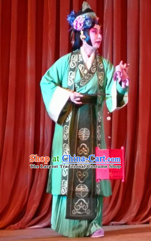 Chinese Beijing Opera Young Female Apparels Costumes and Headdress Qing Si Hen Traditional Peking Opera Country Woman Han Ruyu Dress Garment