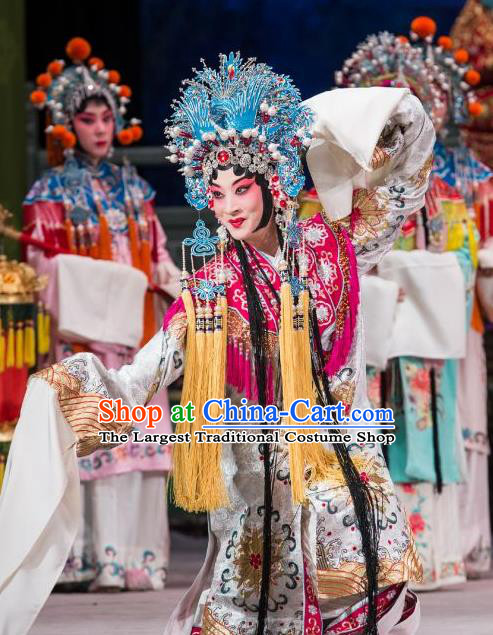 Chinese Beijing Opera Hua Tan Actress Apparels Court Lady Costumes and Headdress Imperial Concubine Mei Traditional Peking Opera Noble Female Dress Garment