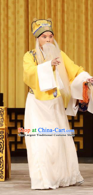 Tun Wu Hen Chinese Peking Opera Lord Liu Bei Garment Costumes and Headwear Beijing Opera Laosheng Apparels Elderly Male Clothing
