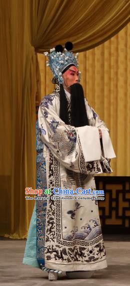 Tun Wu Hen Chinese Peking Opera Laosheng Garment Costumes and Headwear Beijing Opera Elderly Male Apparels Lord Liu Bei Clothing